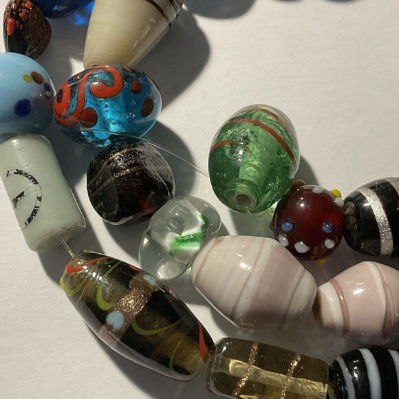 Mixed Loose Beads 50 pc Jewelry Making Artisan Murano Lampwork Glass Stone - Picture 6 of 9